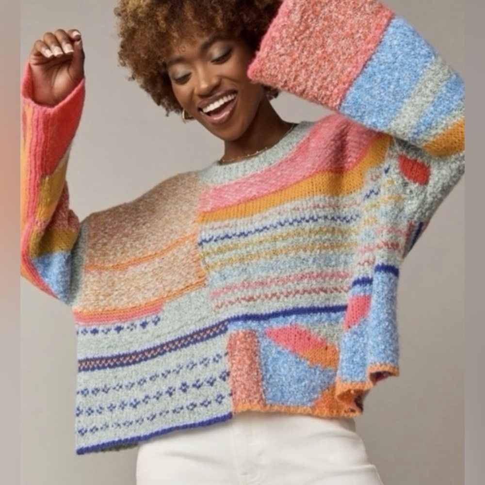 Sincerely Jules Multicolor Patchwork Sweater - image 4